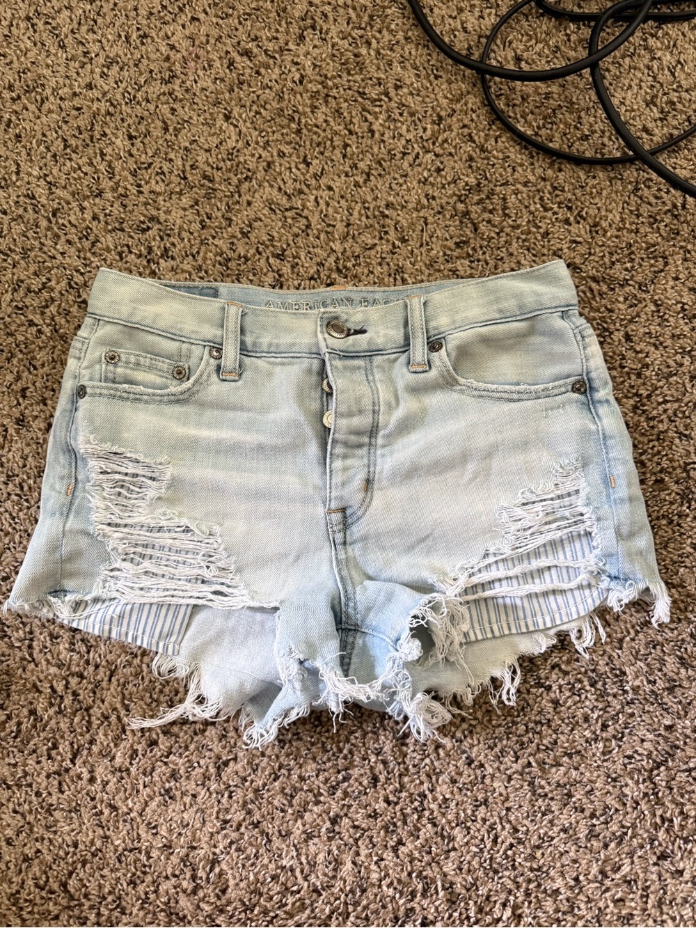 American Eagle Outfitters Distressed Light Blue Denim Cutoff Shorts